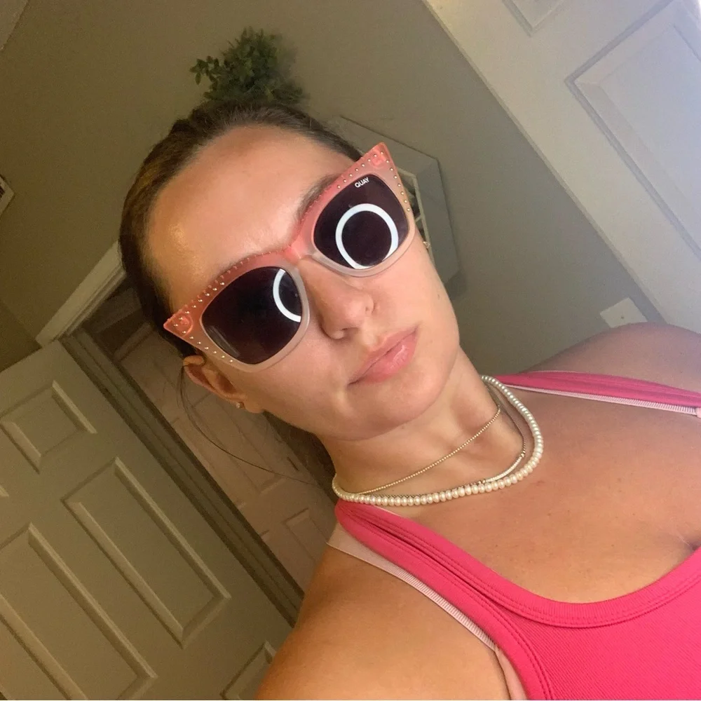 Quay Pink Ombre Cat-Eye Studded Sunglasses